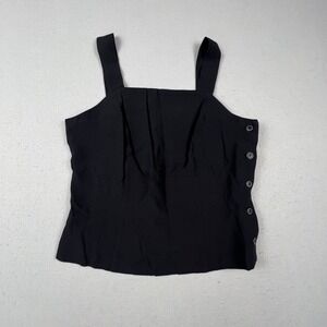 Lasting Impressions Tank Top Womens 8 Black Side Button Pleated VTG 90s Blouse